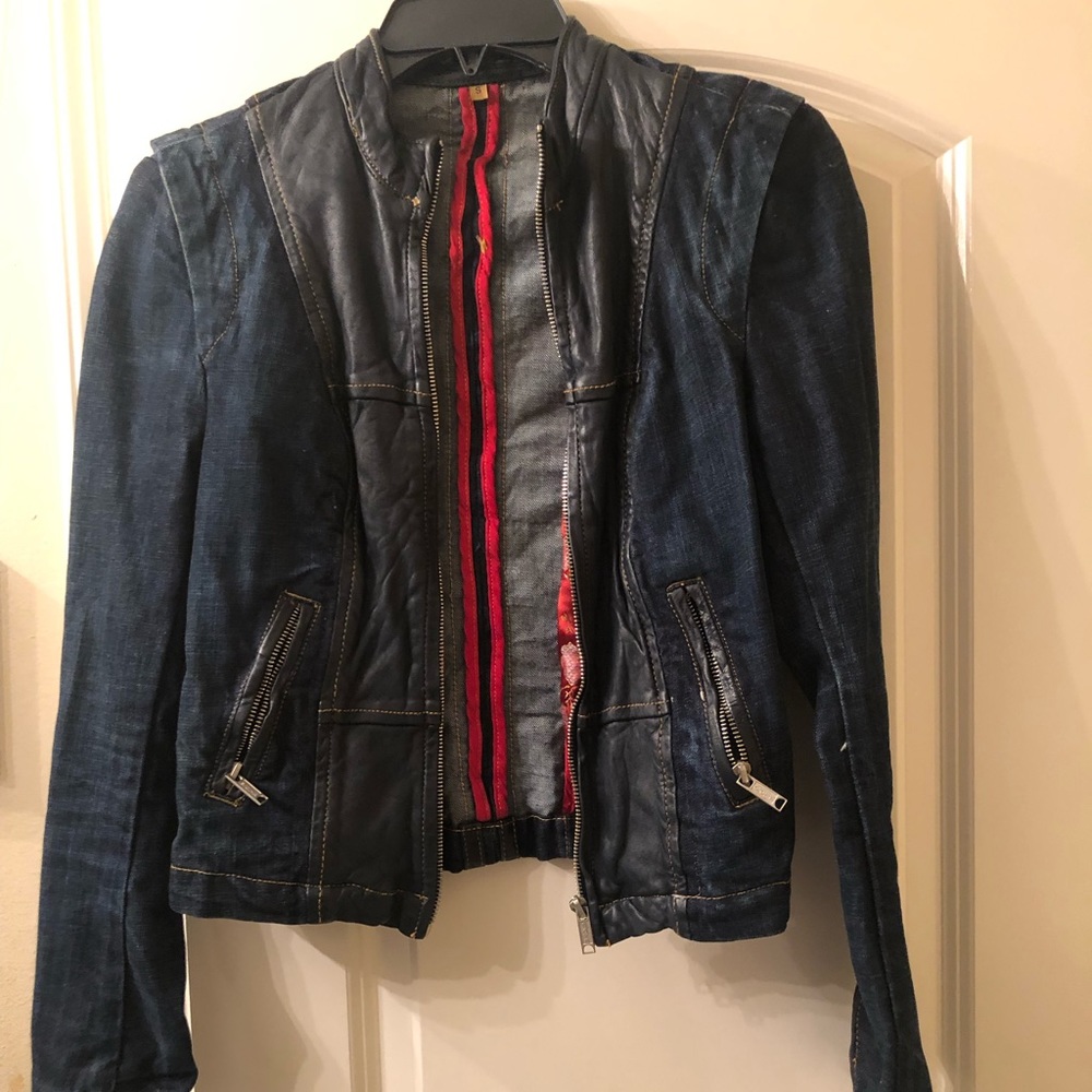 Denim and leather jacket